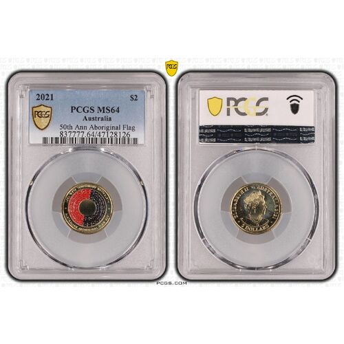 MS64 2021 $2 50th Ann Aboriginal Flag PCGS Certification Number: 47128126