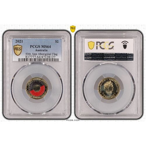 MS64 2021 $2 50th Ann Aboriginal Flag PCGS Certification Number: 47128127