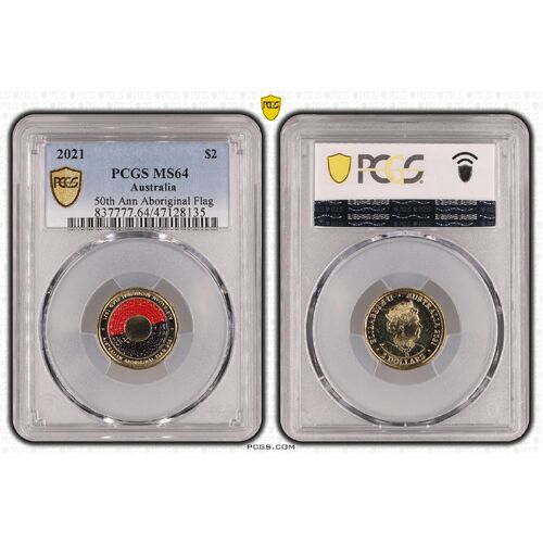 MS64 2021 $2 50th Ann Aboriginal Flag PCGS Certification Number: 47128135