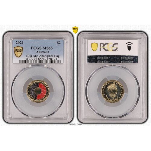 MS65 2021 $2 50th Ann Aboriginal Flag PCGS Certification Number: 47128121