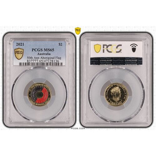 MS65 2021 $2 50th Ann Aboriginal Flag PCGS Certification Number: 47128136