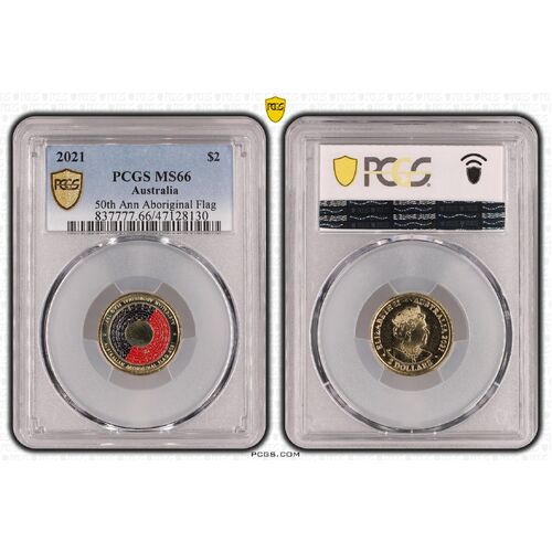 MS66 2021 $2 50th Ann Aboriginal Flag PCGS Certification Number: 47128130