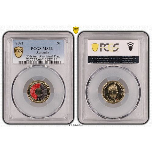 MS66 2021 $2 50th Ann Aboriginal Flag PCGS Certification Number: 47128134
