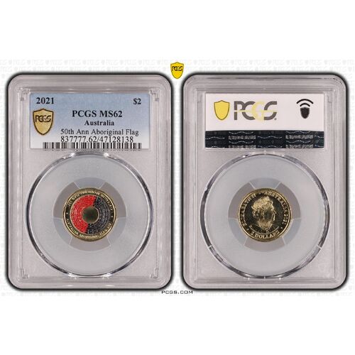 MS62 2021 $2 50th Ann Aboriginal Flag PCGS Certification Number: 47128138