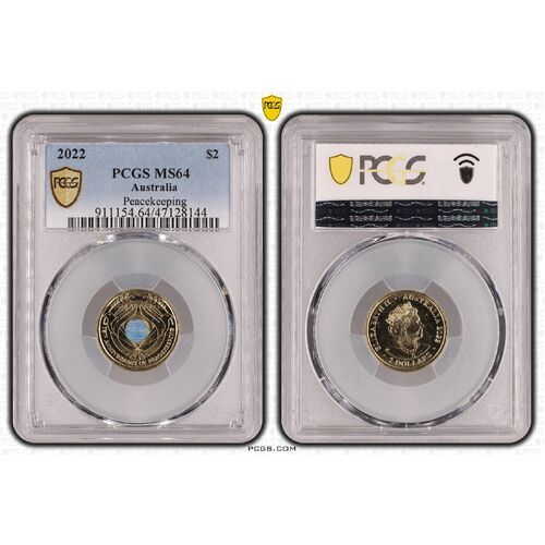 MS64 2022 $2 Peacekeeping PCGS Certification Number: 47128144