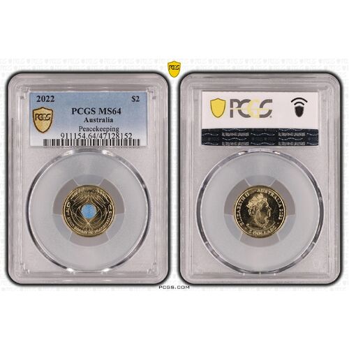 MS64 2022 $2 Peacekeeping PCGS Certification Number: 47128152