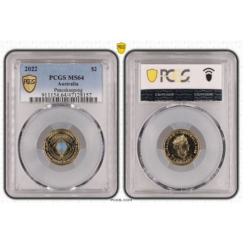 MS64 2022 $2 Peacekeeping PCGS Certification Number: 47128157