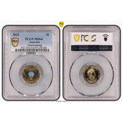 MS64 2022 $2 Peacekeeping PCGS Certification Number: 47128160