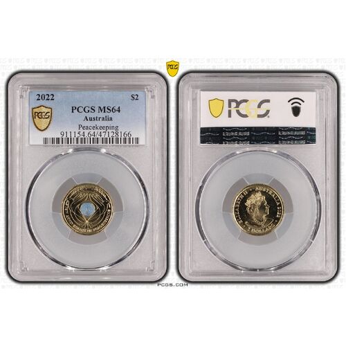 MS64 2022 $2 Peacekeeping PCGS Certification Number: 47128166