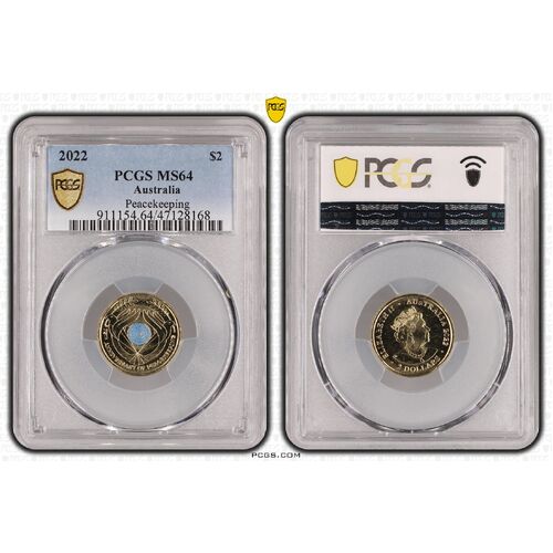 MS64 2022 $2 Peacekeeping PCGS Certification Number: 47128168