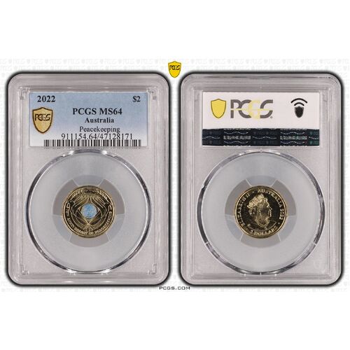 MS64 2022 $2 Peacekeeping PCGS Certification Number: 47128171