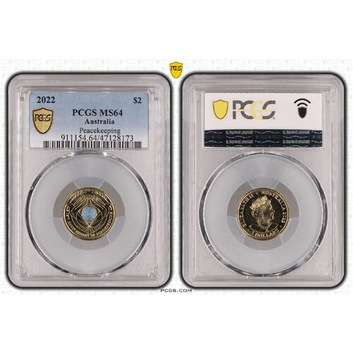 MS64 2022 $2 Peacekeeping PCGS Certification Number: 47128173