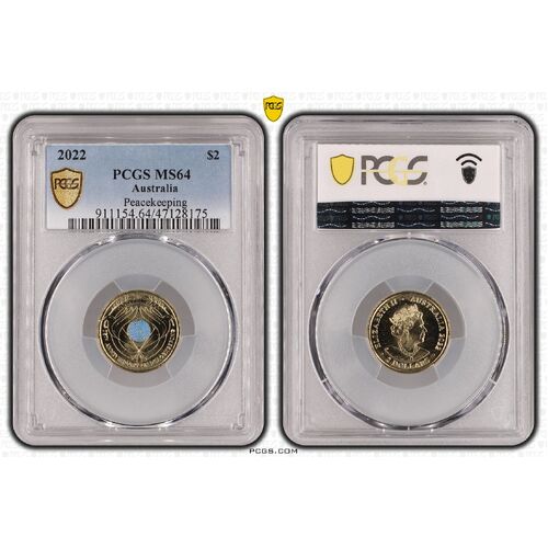 MS64 2022 $2 Peacekeeping PCGS Certification Number: 47128175