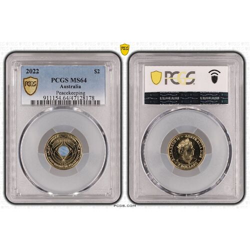 MS64 2022 $2 Peacekeeping PCGS Certification Number: 47128178