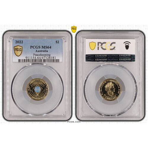 MS64 2022 $2 Peacekeeping PCGS Certification Number: 47128181