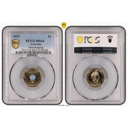 MS64 2022 $2 Peacekeeping PCGS Certification Number: 47128186