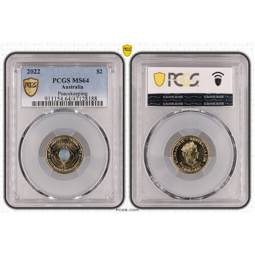 MS64 2022 $2 Peacekeeping PCGS Certification Number: 47128188
