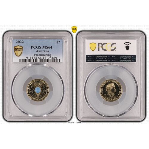 MS64 2022 $2 Peacekeeping PCGS Certification Number: 47128189