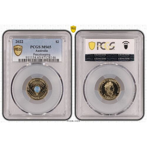 MS65 2022 $2 Peacekeeping PCGS Certification Number: 47128146