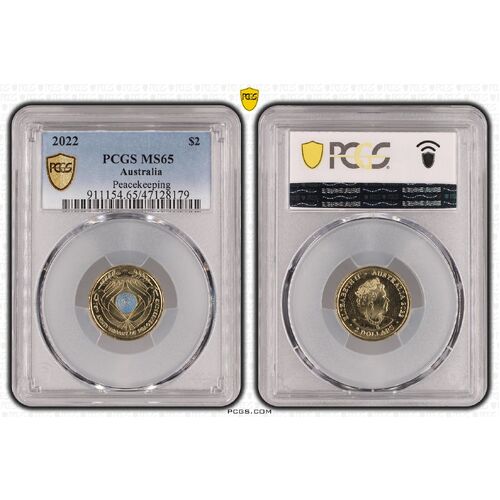 MS65 2022 $2 Peacekeeping PCGS Certification Number: 47128179