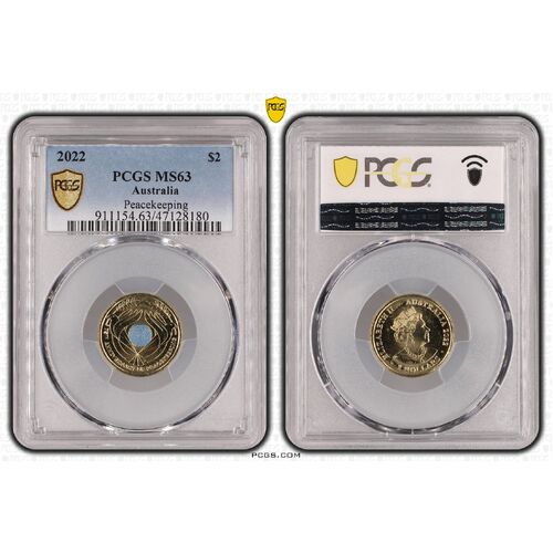 MS63 2022 $2 Peacekeeping PCGS Certification Number: 47128180