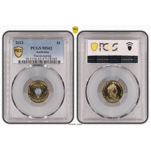 MS62 2022 $2 Peacekeeping PCGS Certification Number: 47128185