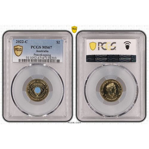 MS67 2022 C $2 Peacekeeping PCGS Certification Number: 47128203