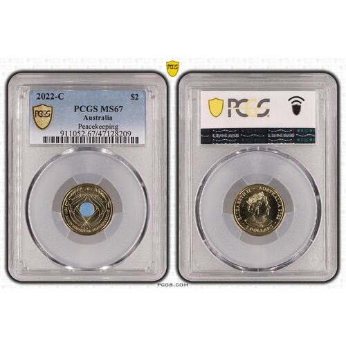 MS67 2022 C $2 Peacekeeping PCGS Certification Number: 47128209