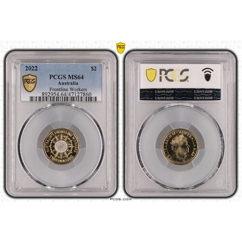 MS64 2022 $2 Frontline Workers PCGS Certification Number: 47127860