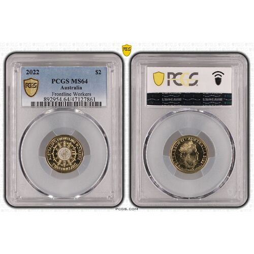 MS64 2022 $2 Frontline Workers PCGS Certification Number: 47127861