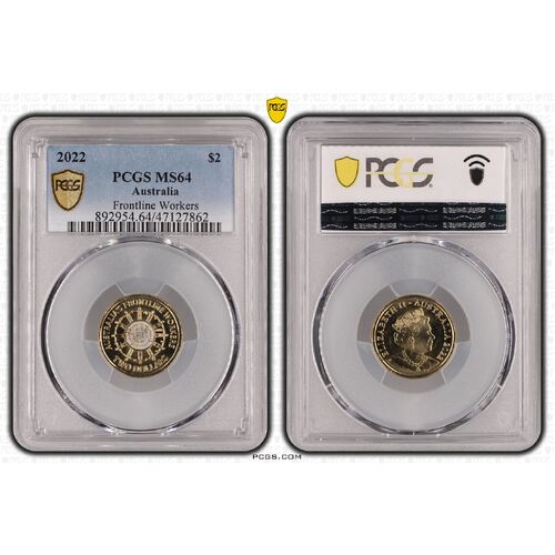 MS64 2022 $2 Frontline Workers PCGS Certification Number: 47127862