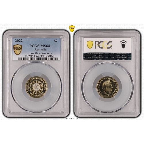 MS64 2022 $2 Frontline Workers PCGS Certification Number:47127863