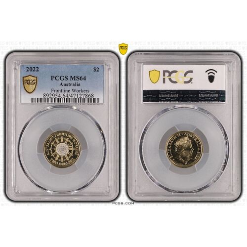 MS64 2022 $2 Frontline Workers PCGS Certification Number: 47127868