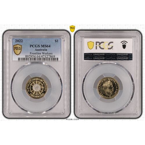 MS64 2022 $2 Frontline Workers PCGS Certification Number: 47127869