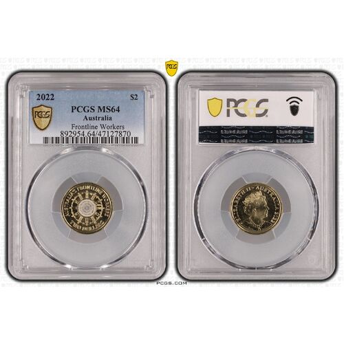 MS64 2022 $2 Frontline Workers PCGS Certification Number: 47127870