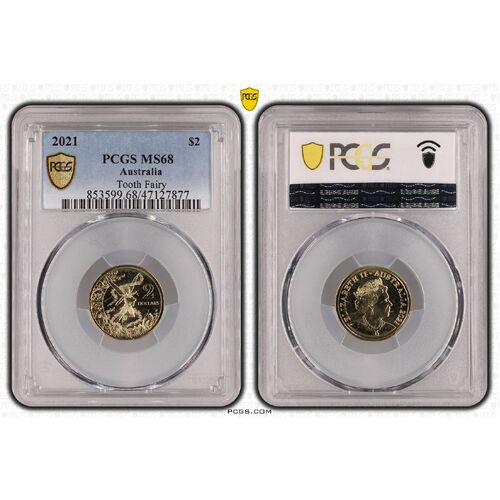 MS68 2021 $2 Tooth Fairy PCGS Certification Number: 47127877