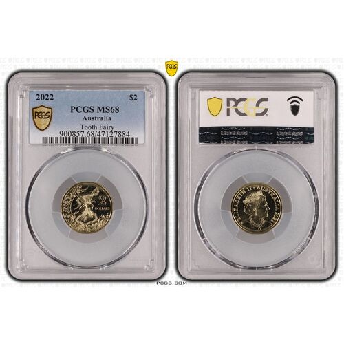 MS68 2021 $2 Tooth Fairy PCGS Certification Number: 447127884