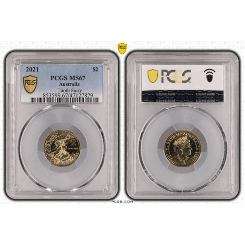 MS67 2021 $2 Tooth Fairy PCGS Certification Number: 47127879