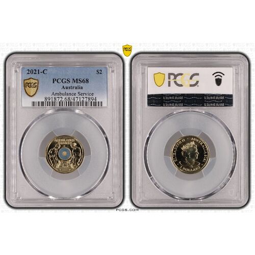 MS68 2021 $2 C Ambulance Service PCGS Certification Number: 47127894