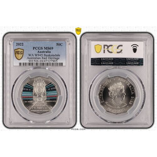 MS69 2022 50C WA W945 Banksiadale Australian Rail Heritage PCGS Certification Number: 47127905