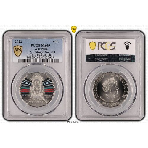 MS69 2022 50C SA Railways No. 504 Tom Barr Smith PCGS Certification Number: 47127909