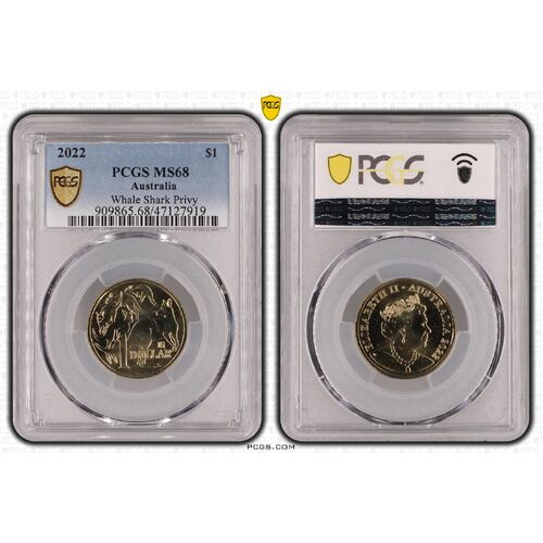 MS68 2022 $1 Whale Shark Privy PCGS -TOP OF THE POP