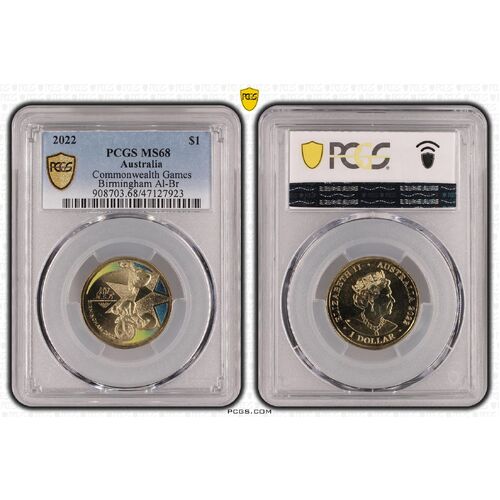 MS68 2022 $1 Commonwealth Games Birmingham Al-Br PCGS