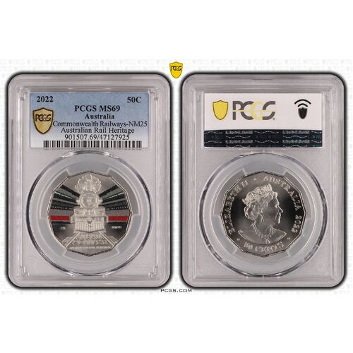 MS69 2022 50C Commonwealth Railways-NM25 Australian Rail Heritage PCGS Certification Number: 47127925