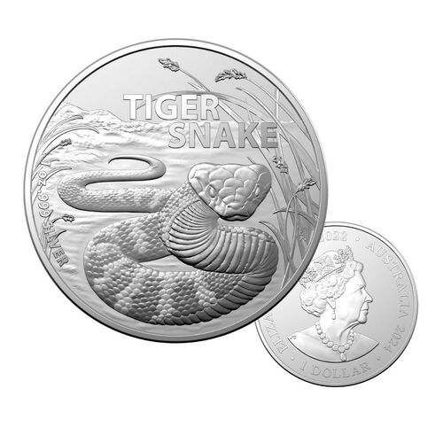 2023 $1 Australia's Most Dangerous - Tiger Snake Silver Bullion Coin 