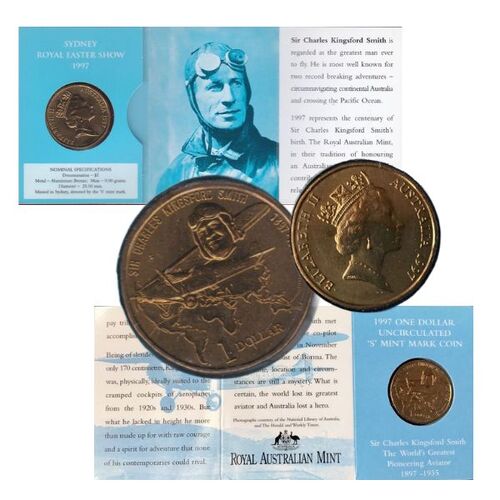 1997 $1 'S' Mintmark Sir Charles Kingsford Smith Uncirculated
