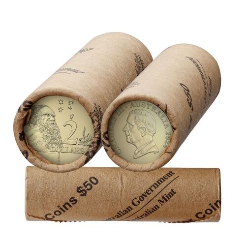 2024 $2 King Charles III Effigy Aluminum Bronze Uncirculated Mint Roll Non- Premium