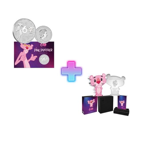 60th Anniversary Pink Panther 2024: 1oz Silver BUNC and Minted Mini Coin COMBO