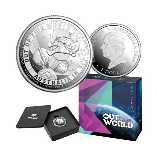 2024 $1 Out of this World- Australia in Space Suite Silver 'C' Mintmark Fine Silver Proof Coin