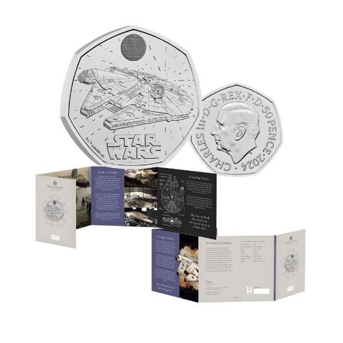 2024 50p Star Wars Millennium Falcon UK Brilliant Uncirculated Coin